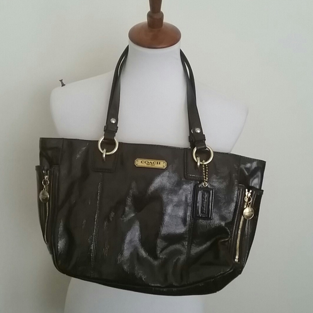 Coach Gallery Brown Patent Leather Tote